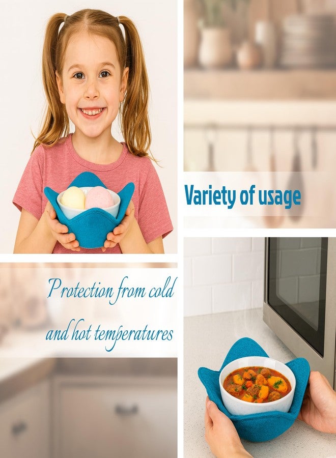 ULVEOL Set 2X Light Blue 7" sq. x 4"H Microwave Polyester Bowl Cloth - Home Kitchen Plate Hot Pads Pot for Microwaveable - Hot Heatproof Plate Holder Pots Holders for Bowls - Good Kitchen Accessories - Image 3
